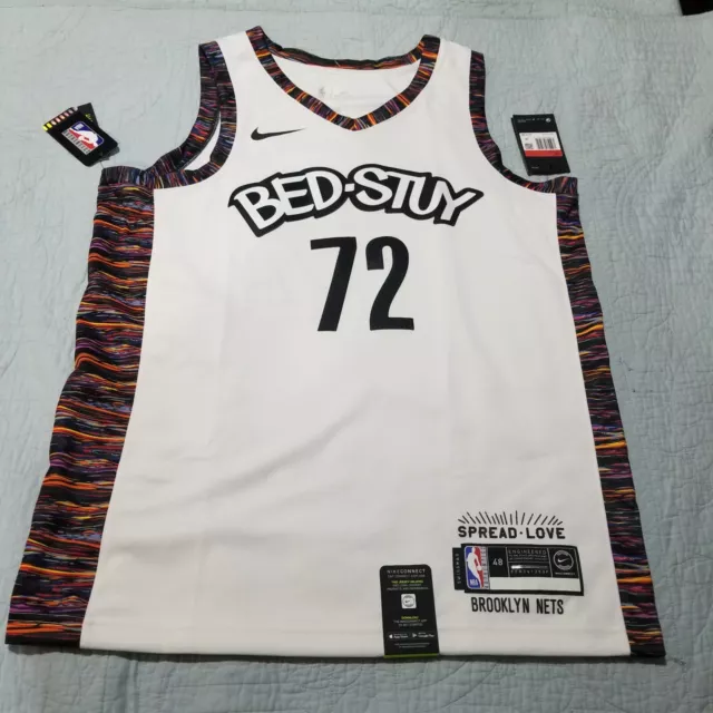 NIKE NBA BROOKLYN Nets Biggie Jersey Amarillo Stitched Swingman CU0193-728  L $89.99 - PicClick