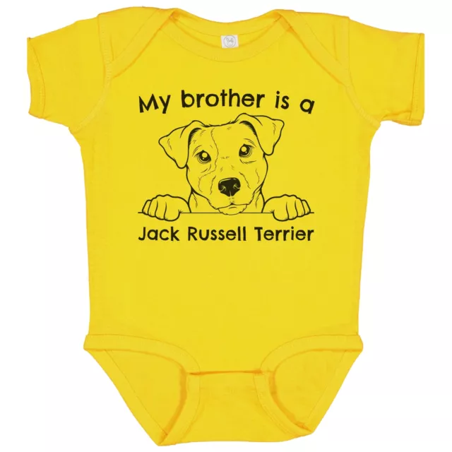 My Brother Is A Jack Russell Terrier Dog Breed One Piece Baby Bodysuit (Yellow)