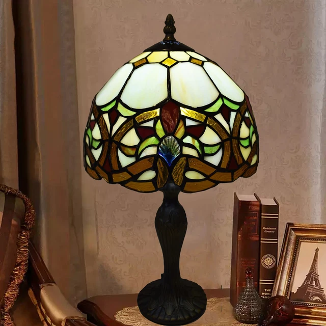 Table Lamp Tiffany Art Stained Glass Lampshade Handmade Desktop Decoration Light