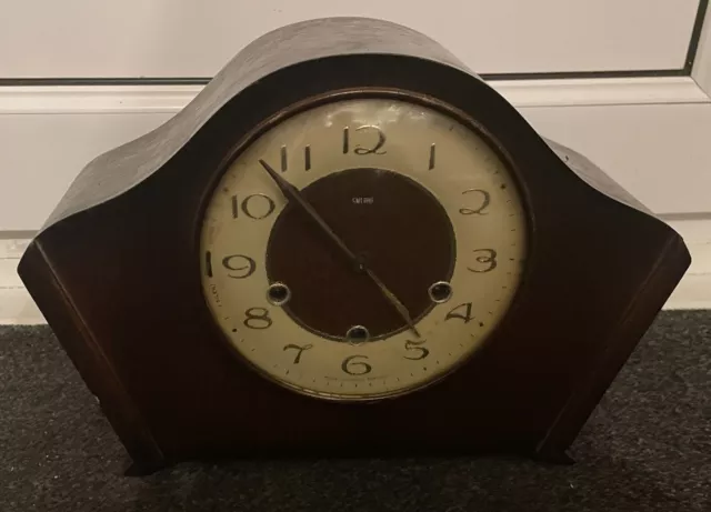 Vintage Art Deco SMITHS Wooden Chiming Mantle Clock For Spares or Repairs