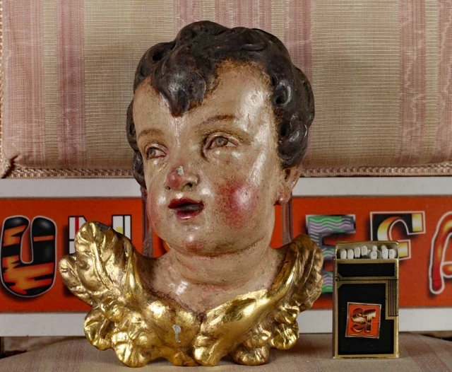 Antiguo Madera Tallado con Alas Ángel Putto Putti Putt Contraparte Disponibles