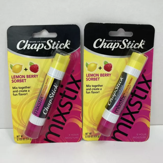 2X ChapStick Mixstix Lemon Berry Sorbet Flavored Lip Balm 0.155 Oz Discontinued
