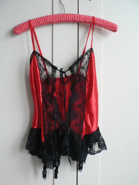 Reggiseno Basco Vintage Nylon con Sospensioni Piccolo Rosso Nero Trasparente Lingerie