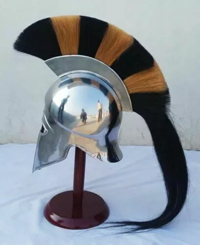 Greek Corinthian Armor Helmet With Plume Armour Medieval Knight Spartan Helmet