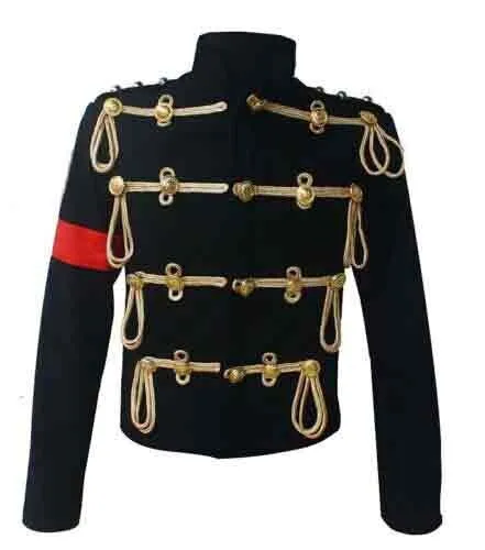 Royal Michael Jackson England Military Black / Gold Braid Wool Coat Fast Ship