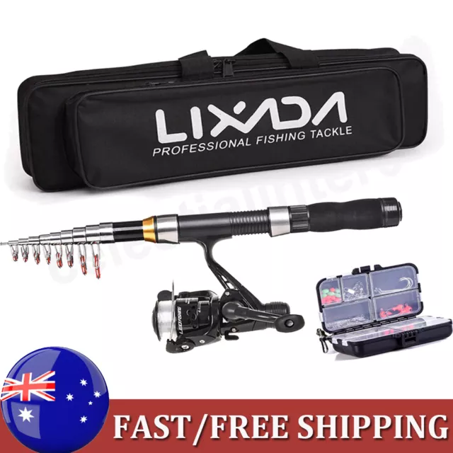 Lixada Fishing Rod Reel Combo Full Kit 2.1m Telescopic Rod Spinning Reel