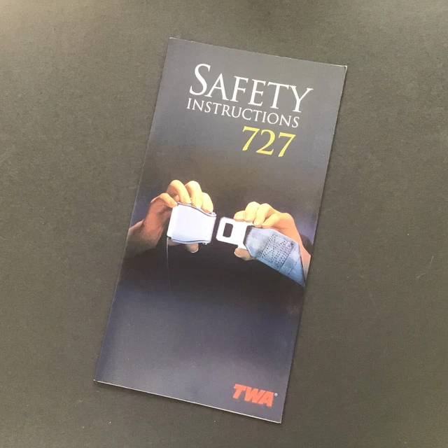 TWA BOEING 727 Safety Card - NOS Trans World Airlines