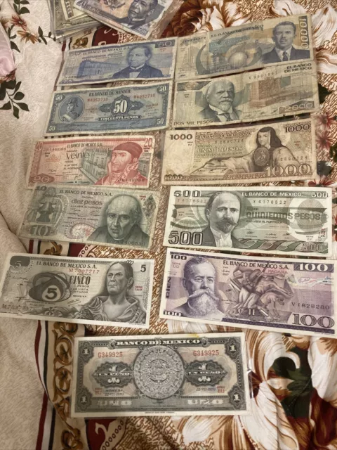 MEXICO BANKNOTE PESO SET SERIES UNC. A/UNCIR. 1970/80's MEXICO BDM MEX