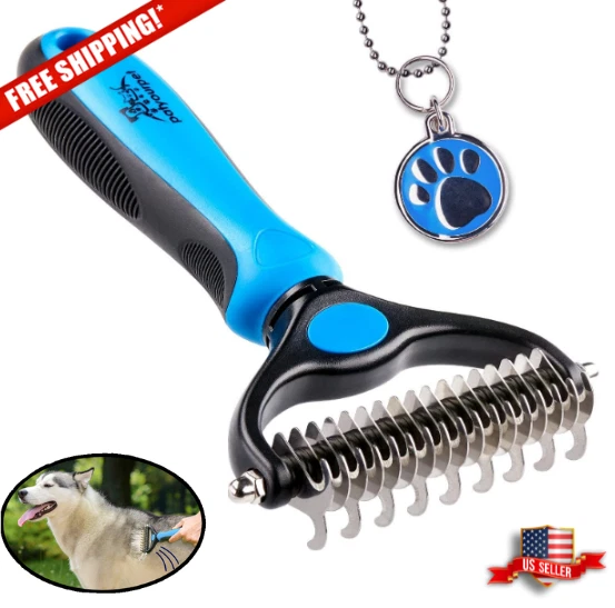 Brush Pet Dog Cat Grooming Hair Comb Remover Tool Fur Undercoat Rake Double-Side
