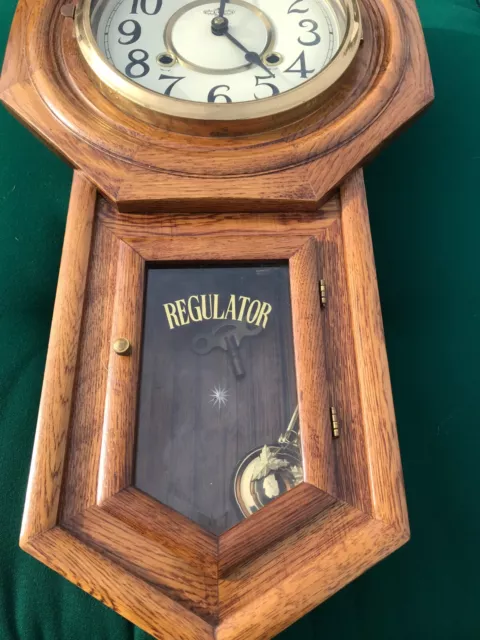 Vintage Emperor School-house Regulator Wall Chime Clock 8-Day