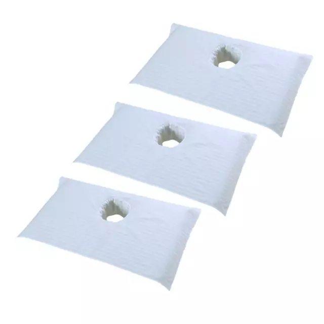 3x Pure Cotton Spa Half Massage Table Cover Beauty Hotel Bed Face Hole Serviette