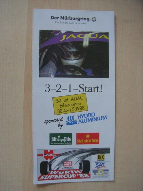 50. Int. ADAC Eifelrennen, Nürburgring 30.4.-1.5.1988, Programm Flyer