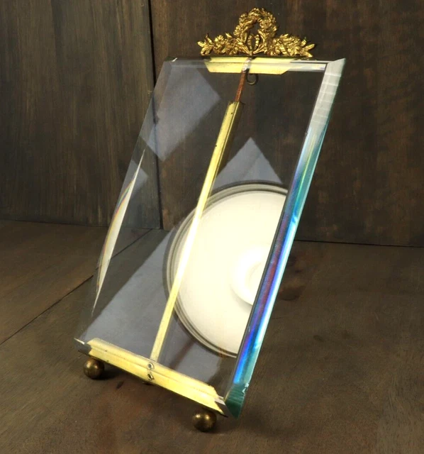 French Antique Picture Frame Louis XV Style Gilt Bow Beveled Glass Easel 19thC 3