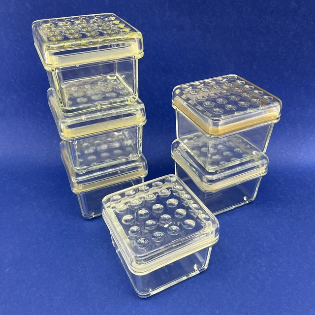 FOUR X IKEA Design Stackable Container Vintage Glass Square Storage Jar