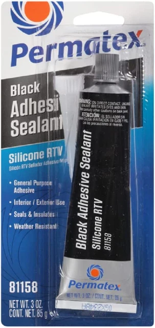 81158 Black Silicone Adhesive Sealant, 3 Oz. Tube, Pack of 1