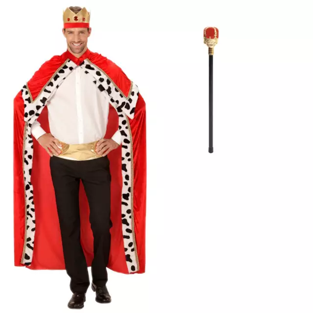 Kostüm König Robe Krone Zepter rot Gr. XL (54-58) Königsmantel Adel King