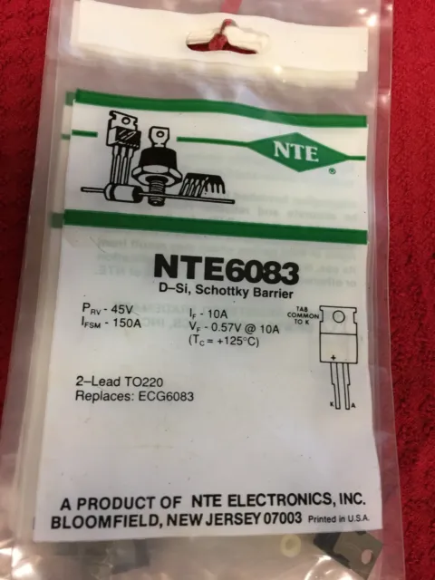 Nte6083 	 Diode Schottky 45V 10A To220-2