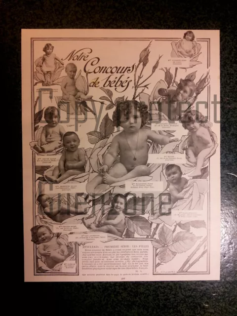 CONCOURS DE BEBES FILLES  1908 document photo
