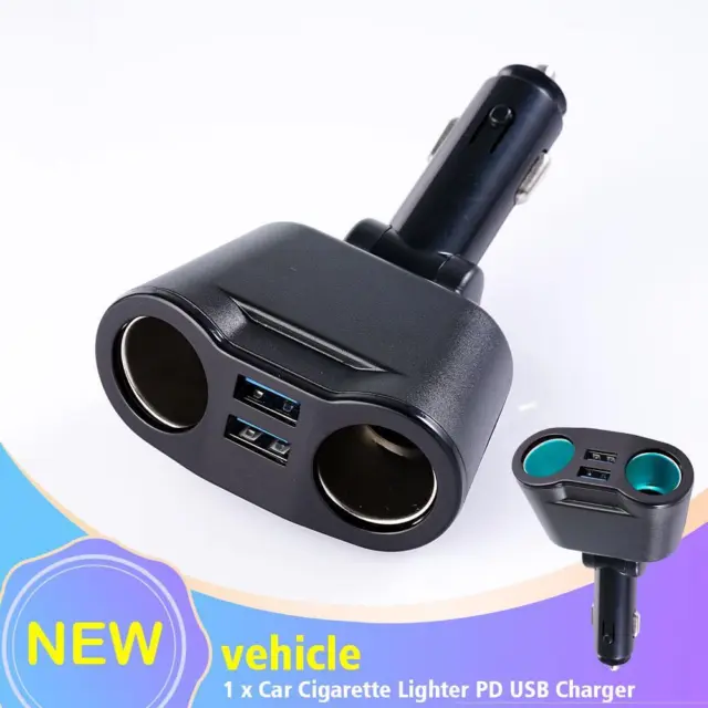 12V/24V Car Cigarette Lighter Adapter 2 Way Double Splitter Plug Socket B6B P7I3