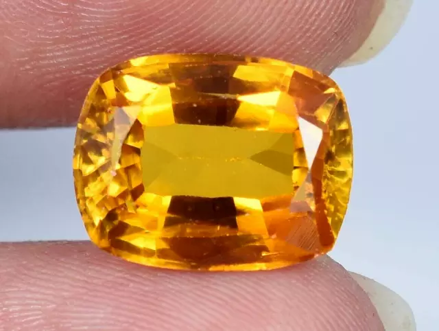 Natural Orange Sapphire 8.00 Ct Emerald Cut Loose Gemstone 12x9mm From Ceylon