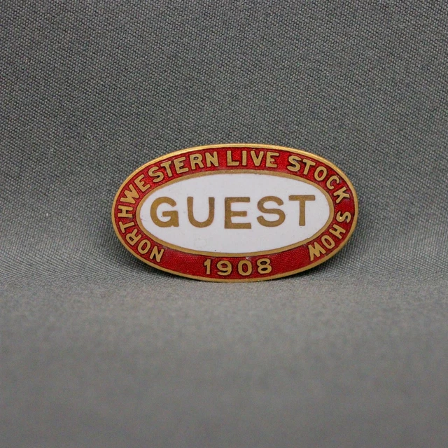1908 Northweastern Live Stock Livestock Show Guest Pin Enamel