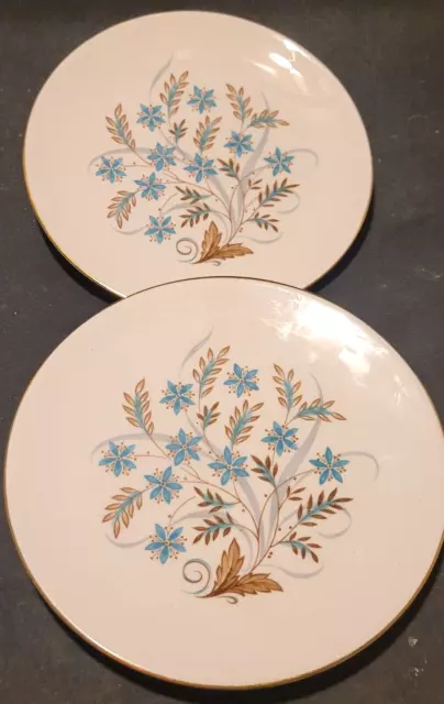 Vintage Tuscan Fine English Bone China BLUE STAR Tea PLATES X2