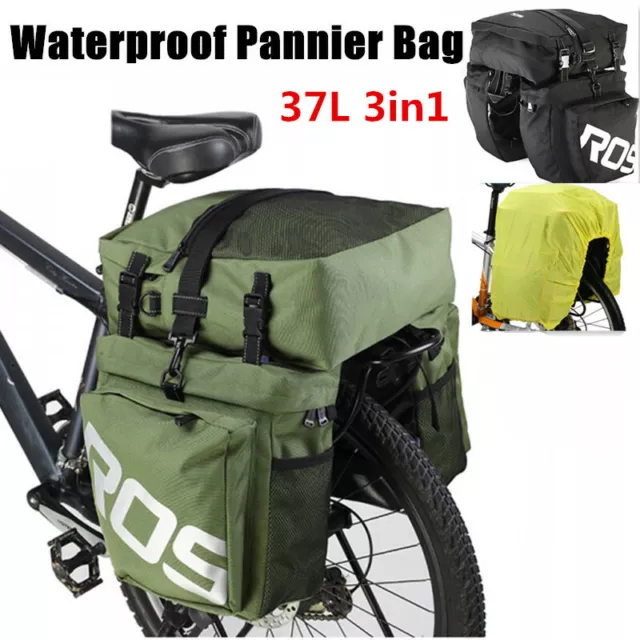 Roswheel 3 in1 MTB/Road Bicycle Rear Rack 37L Bike Pannier Seat Bag Waterproof