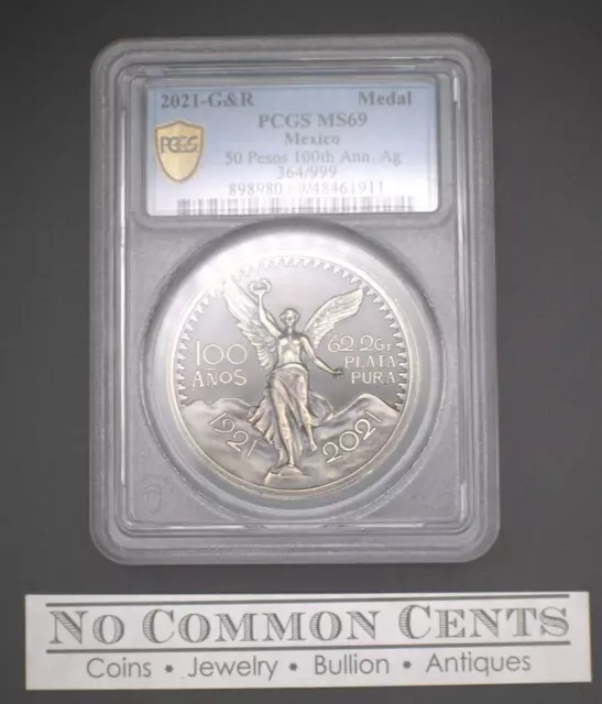 2021 México 50 pesos redondo 2 oz plata edición antigua moneda tallada PCGS MS69