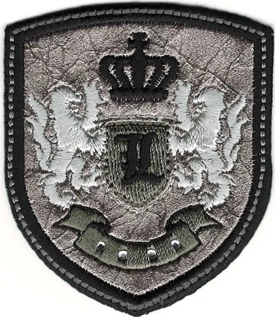 Silver Black Rampant Lion Crown Coat of Arms Crest Letter L Embroidery Patch