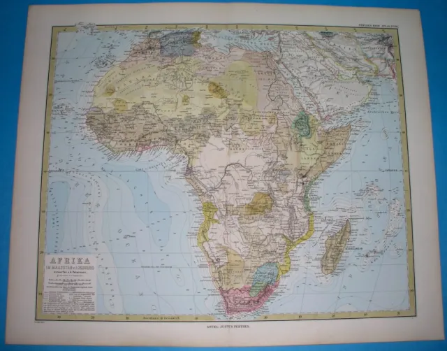 1882 Rare Original Map South Africa Togo Congo Uganda Kenya Morocco Egypt Guinea