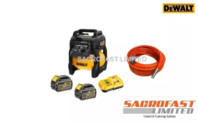 DeWALT 54V XR FLEXVOLT COMPRESSOR,  2x 6.0Ah BATTERIES WITH 10M AIR HOSE
