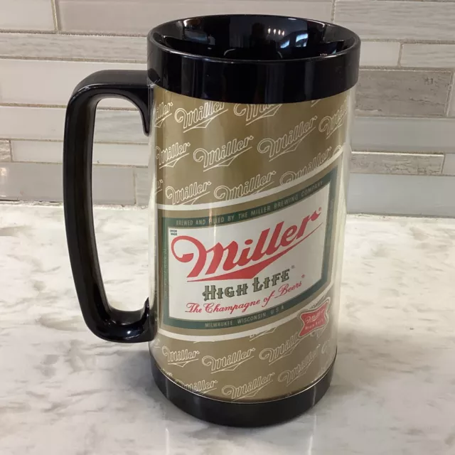 Miller High Life Beer Vintage Thermo Serv INSULATED Plastic Mug Stein USA  14 oz
