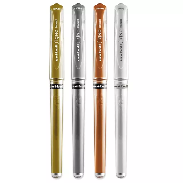 Uni-ball Signo UM-153 Penna Largo Metallico Gel Penna a Sfera Oro Bianco Argento