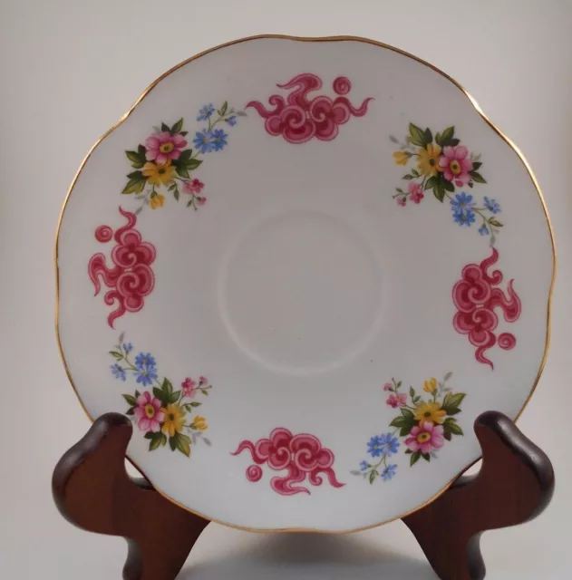 Rosina Bone China Saucer Pink Yellow Blue Flowers Made in England