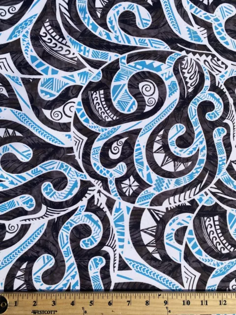 Polynesian Tribal Tatau Tattoo Fabric by the Yard 58” Newest Design - Premium