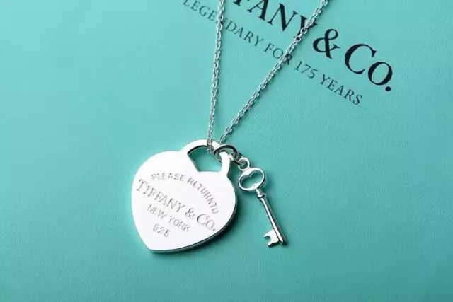 Tiffany Sterling Silver Return Heart & Key Pendant Necklace