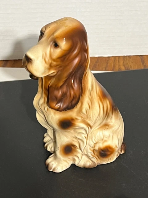 Vintage Springer Spaniel Dog Sitting Figurine Ceramic Figure 7" tall