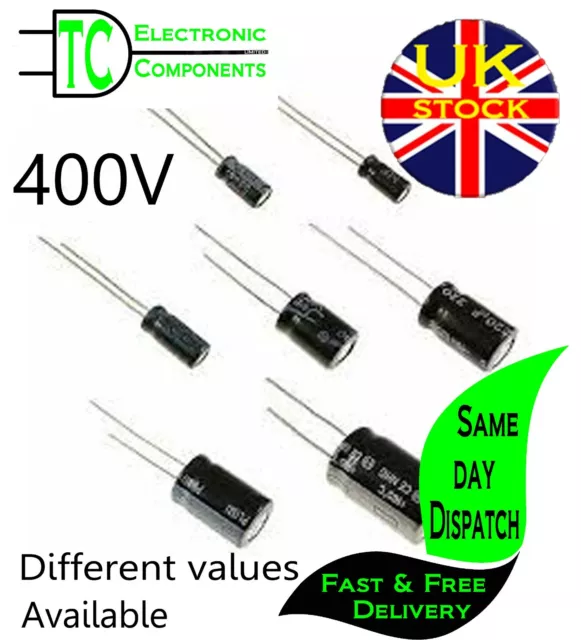 Electrolytic Radial Capacitors Aluminium 400V Polarised 105C 1uf to 220uF