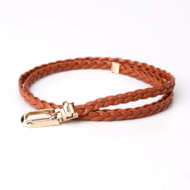 Braided PU Leather Belt Woven PU Thin Waist Belt Alloy Pin Buckle 1PCS All-match