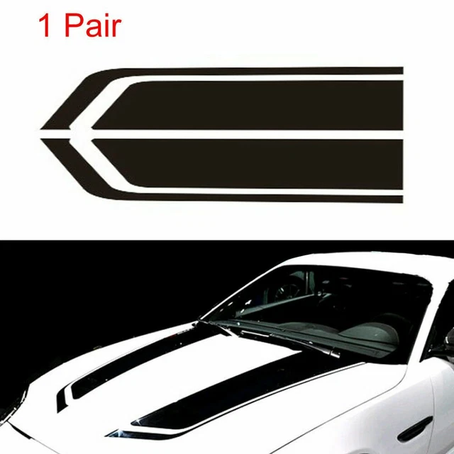 1PAIR CAR BLACK Racing Stripe Sport Hood Decals Vinyl Auto Bonnet ...