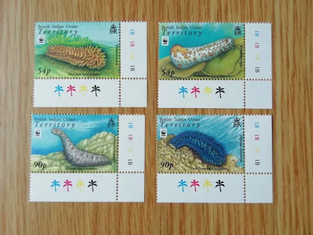 WWF British Indian Ocean Territory 2008 Sea Cucumbers Corner Edges MNH SG392-395