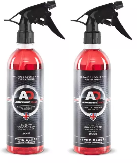 2x Autobrite Direct - Tyre Gloss Rich Silicone Tyre Shine Dressing  500ml spray