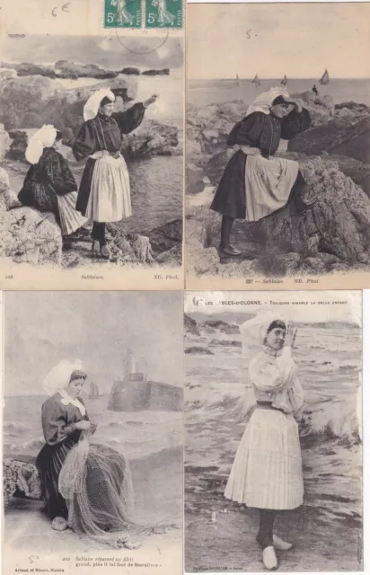 Lot de 4 cartes postales anciennes postcards LES SABLES-D'OLONNE sablaises 4