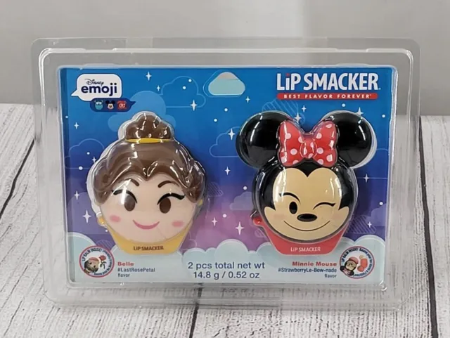 Disney Emoji Lip Smacker Lip Balm Princess Belle & Minnie Mouse 0.26 oz. Each