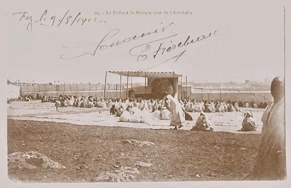 1912 - FEZ - MAROC - Prière à la MSALA le jour de l'AÏD-KEBIR - animée, sépia,