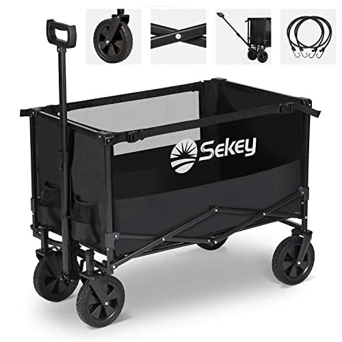 Collapsible Foldable Wagon with 220lbs Weight Capacity, Heavy Duty Folding