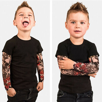 Toddler Baby Kids Boys T-Shirt with Mesh Tattoo Printed Sleeve Floral Tee Tops