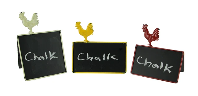 Rustic Metal Rooster Double Sided Folding Chalkboard Sign Set of 3
