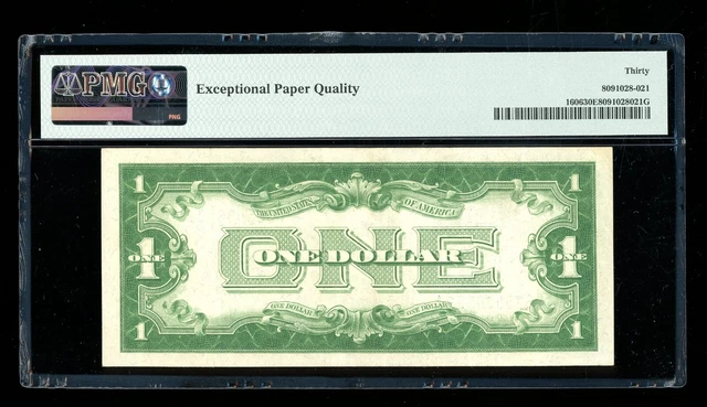 DBR 1934 $1 Silver Funnyback Fr. 1606 EA Block PMG 30 EPQ Serial E95506658A 2