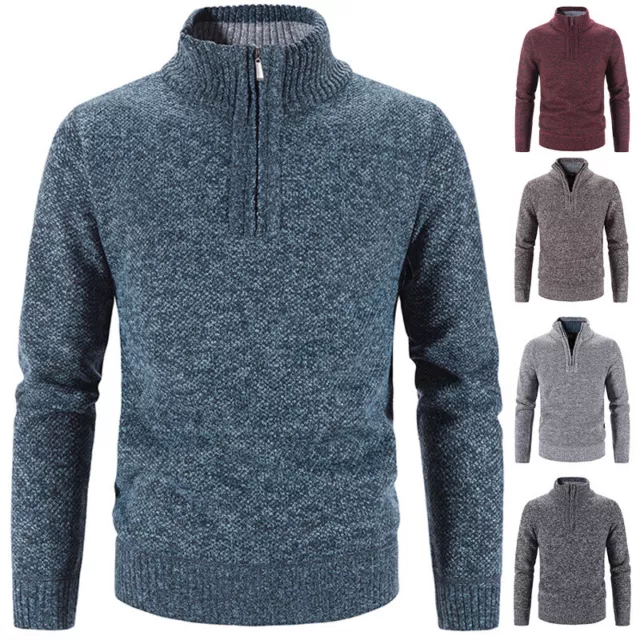 Mens High Neck Jumper Blouse Winter Warm Pullover Long Sleeve Casual Sweater Top